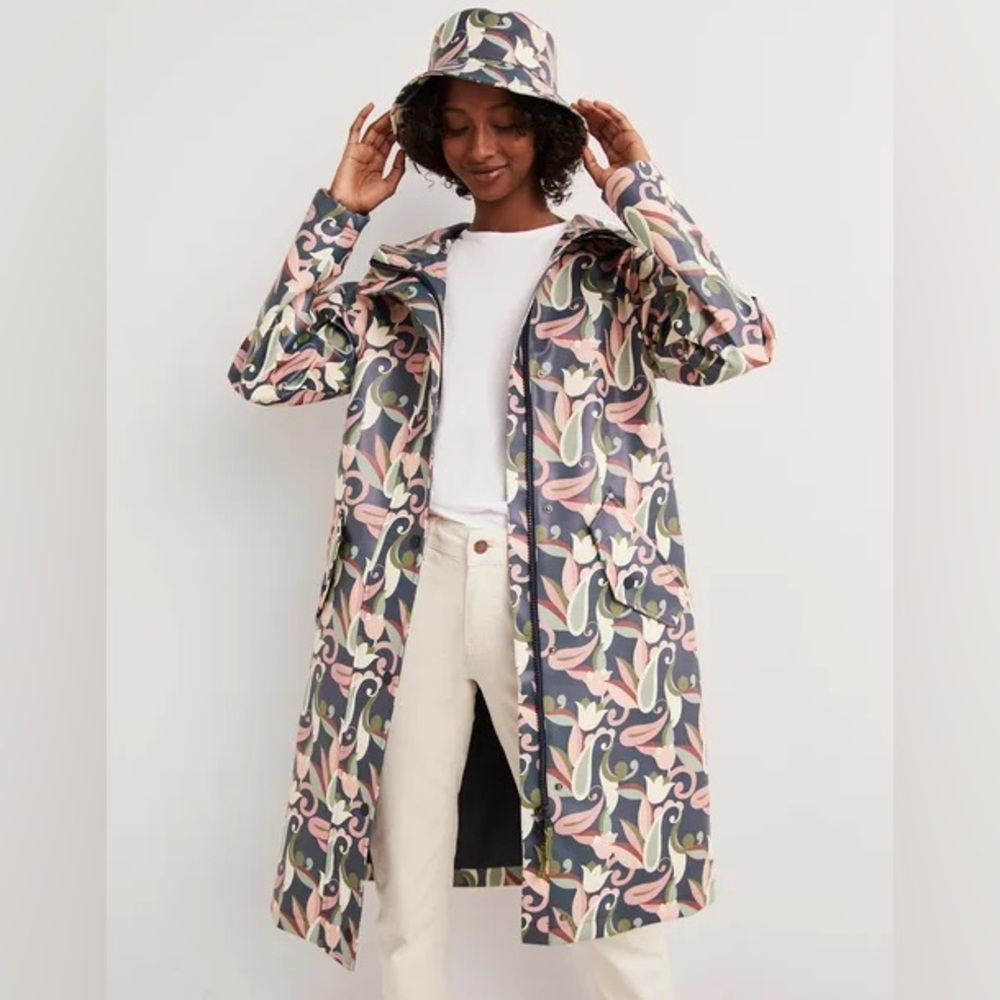 Boden Women Waterproof Longline Raincoat Size US 16-18R - Picture 2 of 9